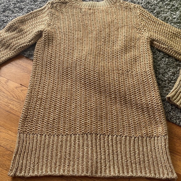 MODA International Gold Metallic Thick Long Sleeve Button Down Cardigan Sweater - Picture 10 of 11